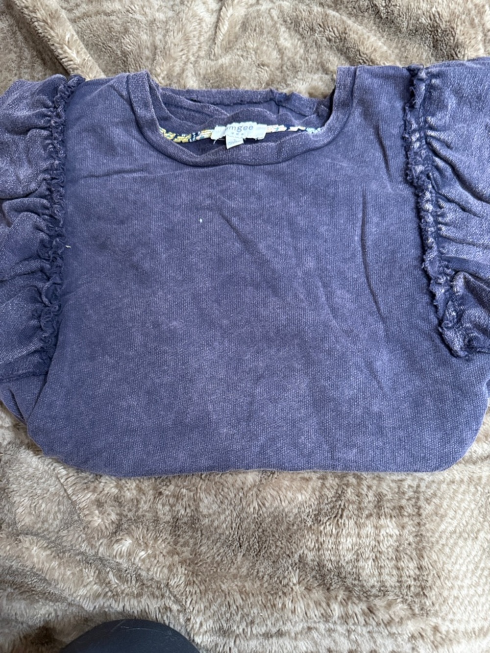 Umgee Purple Washed Ruffle Sleeve Blouse